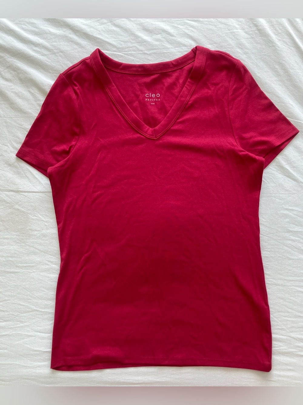 Cleo Petite Pink V-Neck Tee Medium and Large NWT 95% Cotton Stretch